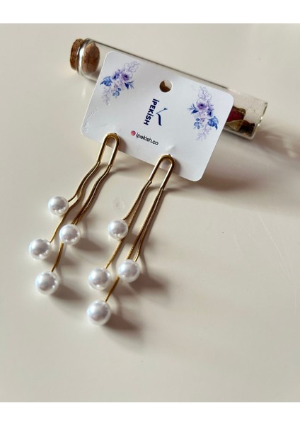 Bohem Tarzı Inci Boncuk Sallantılı Gold Renk Çivi Kapama Küpe – Zarif, Doğal ve Paslanmaz Çelik