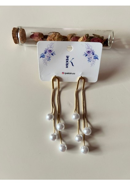 Bohem Tarzı Inci Boncuk Sallantılı Gold Renk Çivi Kapama Küpe – Zarif, Doğal ve Paslanmaz Çelik fırsatları