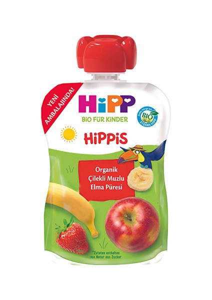 Organik Çilekli Muzlu Elma Püresi 100 G