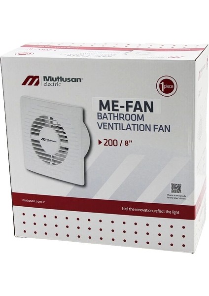 MUTLUSAN-001 211 000 200 00 00 Me-Fan 2008 Inç Banyo Tuvalet Havalandırma Aspiratörü 40W1000RPM200M3/H