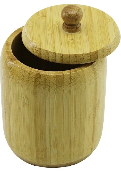 No-10 Ahşap - Bambu Şekerlik Kapaklı Çap: 9cm Derinlik: 10.5cm