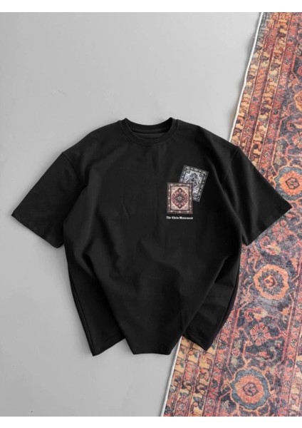 Erkek Baskılı Oversize T-Shirt - Siyah modelleri