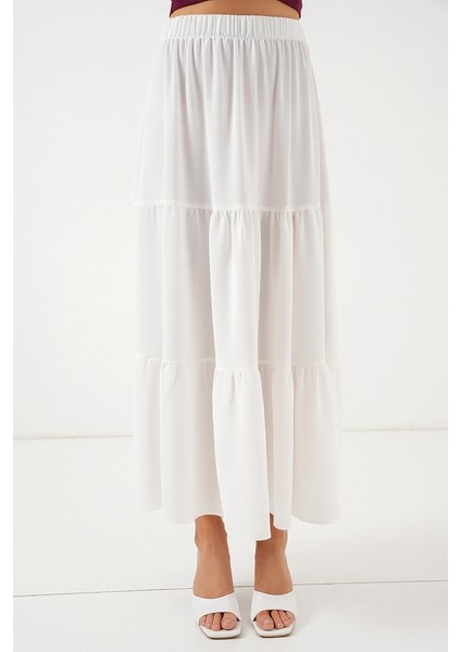 Ayrobin Uzun Etek 8048 - Beyaz fırsatları