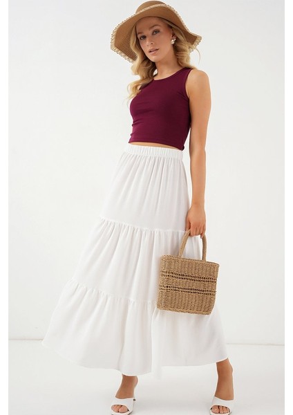 Ayrobin Uzun Etek 8048 - Beyaz