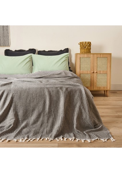 Soft Punto Çift Kişilik Yatak Örtüsü - Siyah - 200X230 cm