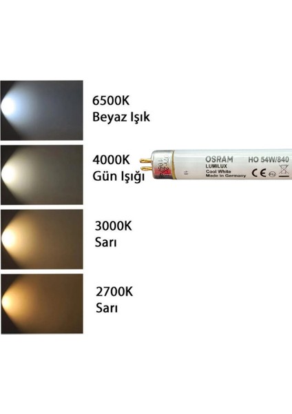 (1 Adet) Osram 54W 840 Günışığı (4000K) G5 duylu T5 Floresan