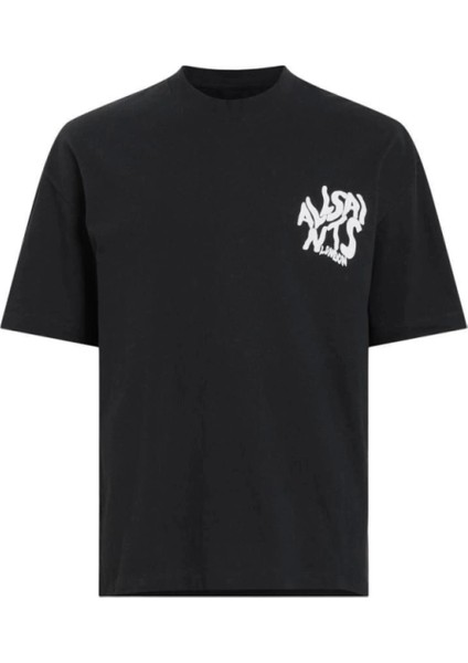 Erkek Baskılı Oversize T-Shirt - Siyah modelleri