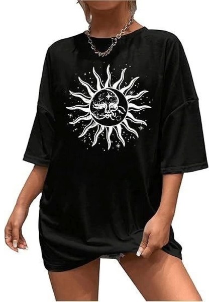 Bisiklet Yaka Baskılı T-Shirt - Siyah modelleri