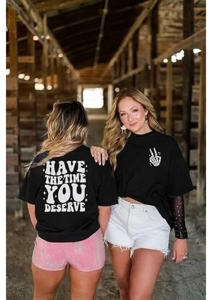 Bisiklet Yaka Kısa Kol Baskılı T-Shirt - Siyah