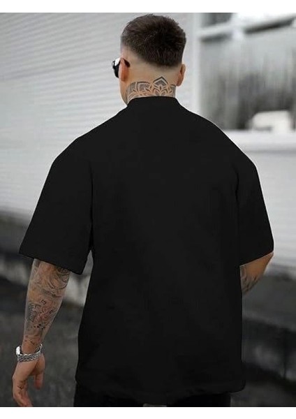 Erkek Bisiklet Yaka Kısa Kol Baskılı T-Shirt - Siyah fiyatları