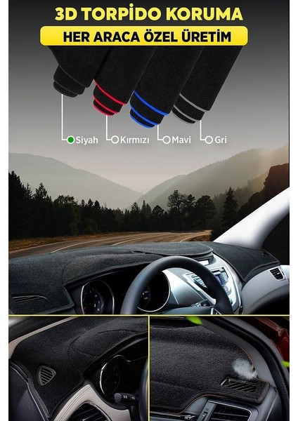 Fiat Doblo Airbagsiz (2000-2006) 3D Torpido Kılıfı Panel Koruyucu Göğüs Kaplama - Siyah Şerit