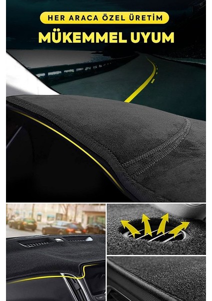 Toyota Corolla (2007-2012) 3D Torpido Kılıfı Panel Koruyucu Göğüs Kaplama - Siyah Şerit modelleri