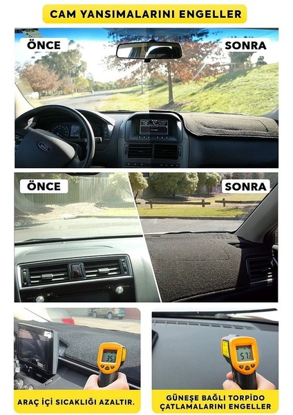 Ford Tourneo Connect (2009-2012) 3D Torpido Kılıfı Panel Koruyucu Göğüs Kaplama - Gri Şerit