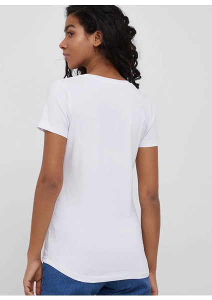 Bisiklet Yaka Düz Beyaz Kadın T-Shirt PL505202 fırsatları