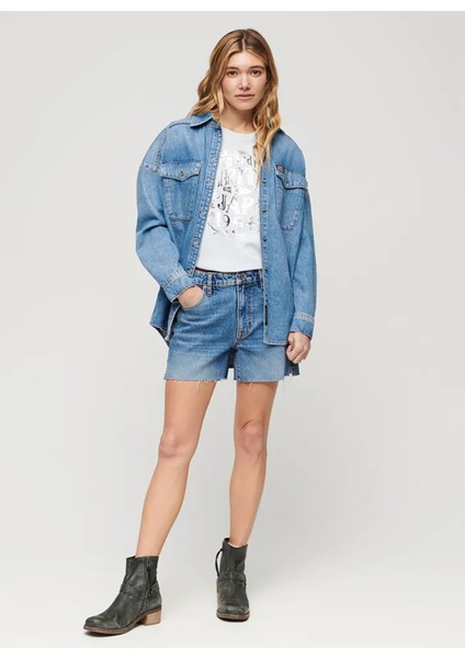 Yuvarlak Yaka Baskılı Ekru Kadın T-Shirt W1011396A