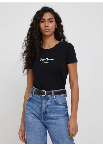 Bisiklet Yaka Baskılı Siyah Kadın T-Shirt PL505202 fiyatları