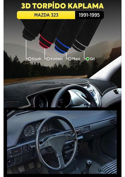 Mazda 323 (1991-1995) 3D Torpido Koruma Kılıfı - Ön Göğüs Kaplama - Gri Şerit