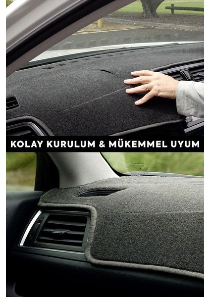 Kıa Rıo (2005-2011) 3D Torpido Koruma Kılıfı - Ön Göğüs Panel Kaplama - Gri Şerit