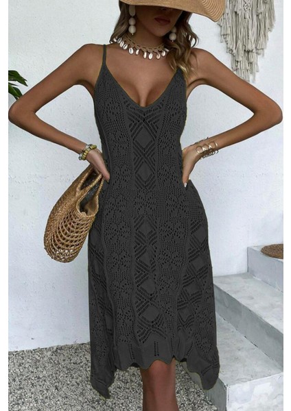 Kadın Kalın Askılı Triko Elbise modelleri