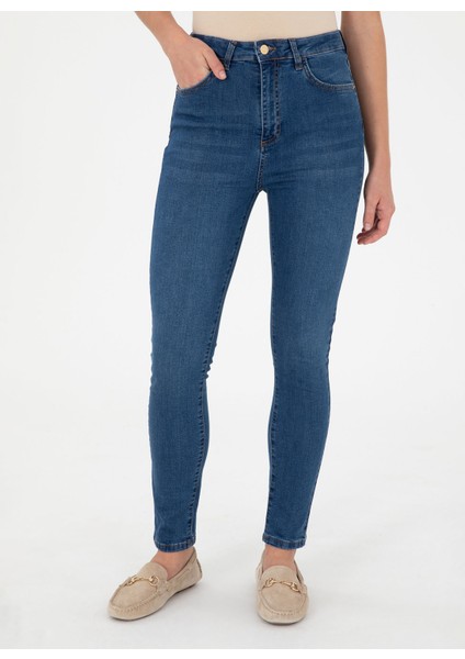 Normal Bel Normal Paça Skinny Fit Koyu Indigo Kadın Denim Pantolon ASSY24K fiyatları