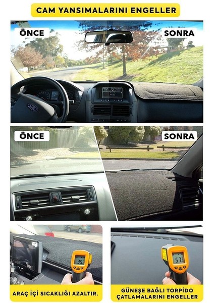 Skoda Fabıa (2007-2014) 3D Torpido Koruma Kılıfı - Ön Göğüs Kaplama - Siyah Şerit