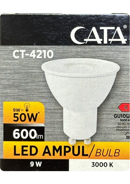 (8 adet) Cata 9W (50W) Sarı Işık (3000K) Dim Edilebilir GU10 DUYLU LED Spot Ampul
