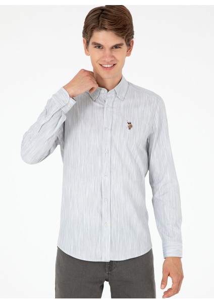 Slim Fit Klasik Yaka Açık Gri Erkek Gömlek G081SZ004.000.1959046