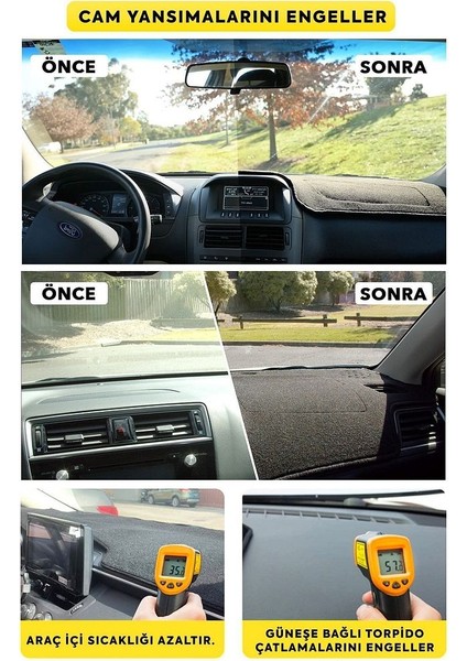 Renault Kangoo (2009-2019) 3D Torpido Koruma Kılıfı - Ön Göğüs Kaplama - Kırmızı Şerit