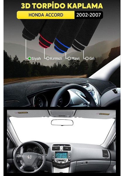 Honda Accord (2002-2007) 3D Torpido Koruma Kılıfı - Ön Göğüs Panel Kaplama - Siyah Şerit