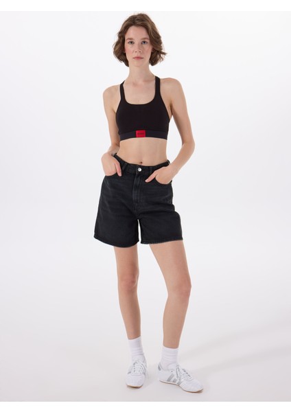 Yüksek Bel Regular Fit Siyah Kadın Denim Şort 50538855