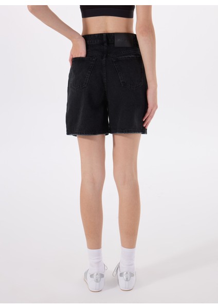 Yüksek Bel Regular Fit Siyah Kadın Denim Şort 50538855 indirimleri