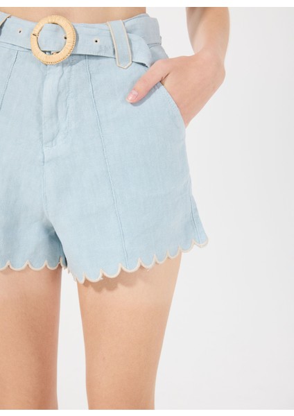 Yüksek Bel Standart Mavi - Yeşil Kadın Şort Mrs Clara Short modelleri
