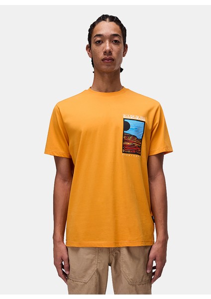 NP0A4IE6A701-S-VALDOR Ss Turuncu Relaxed Erkek T-Shirt