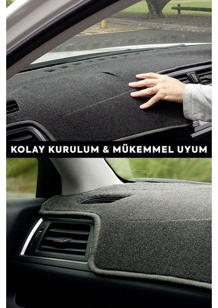 Renault Clio 3 (2010-2012) 3D Torpido Koruma Kılıfı - Ön Göğüs Kaplama - Kırmızı Şerit