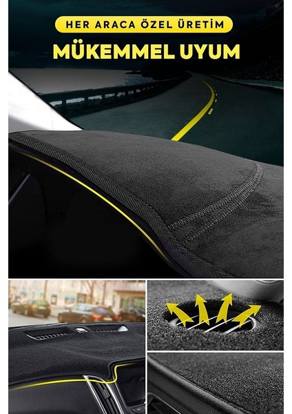 Renault Clio 3 (2010-2012) 3D Torpido Koruma Kılıfı - Ön Göğüs Kaplama - Kırmızı Şerit