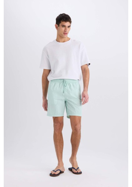 Regular Fit File Astarlı Diz Üstü Deniz Şortu E0978AX25HS