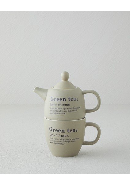 Green Tea New Bone China Demlik Seti 300 ml Yeşil
