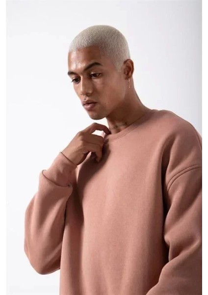 Unisex Biskilet Yaka Üç Iplik Sweatshirt - Pembe fiyatları