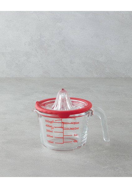 Cam Narenciye Sıkacaklı Ölçü Kabı Mutfak Gereci 500 ml Kırmızı