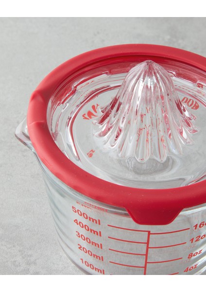 Cam Narenciye Sıkacaklı Ölçü Kabı Mutfak Gereci 500 ml Kırmızı
