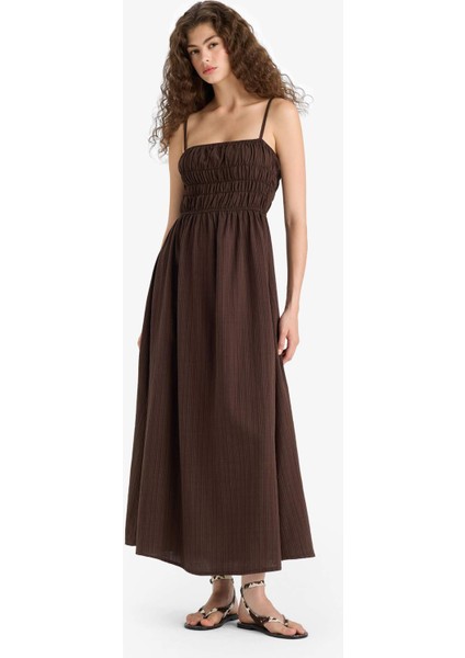 Keten Görünümlü Askılı Maxi Elbise C9236AX25HS