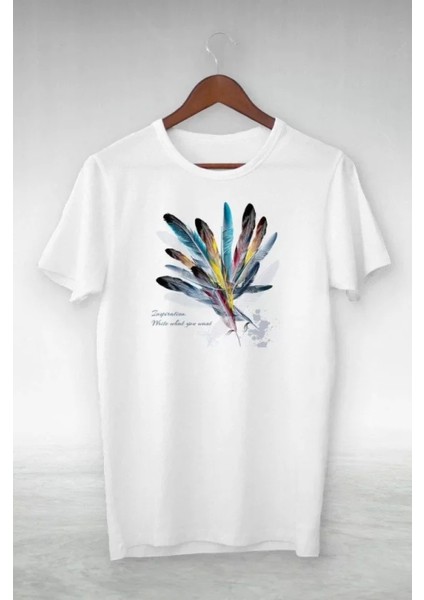 Unisex Baskılı Oversize T-Shirt - Beyaz