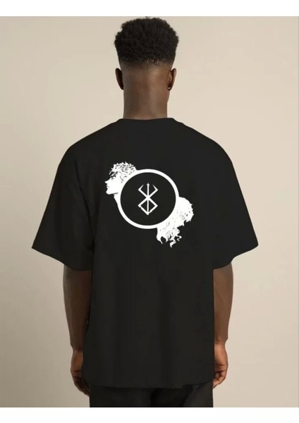 Unisex Bisiklet Yaka Baskılı Oversize T-Shirt - Siyah fiyatları