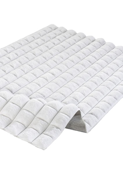 Diamante 7001 Beyaz - Yumuşak Peluş Halı | Kaymaz Yıkanabilir Halı
