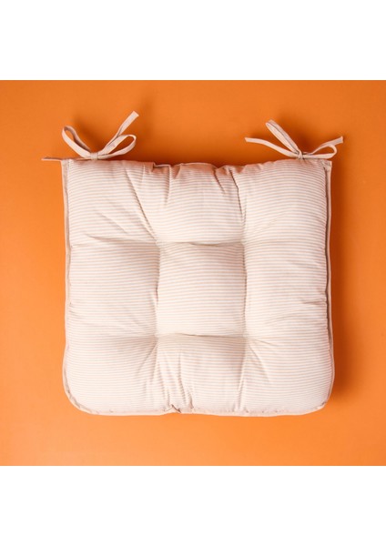 Soft Palm Breeze Ince Çizgili Sandalye Minderi - Ekru / Bej - 43X43 cm modelleri
