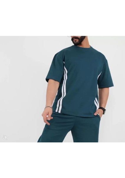 Unisex Oversize Yanları Şeritli T-Shirt - Cam Göbeği fiyatları