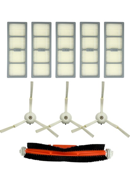 Philips Uyumlu XU7000, XU7100 HomeRun 7000 Serisi Aqua Robot Süpürge Ana Fırça, Yan Fırça 3lü, Hepa Filtresi 5li