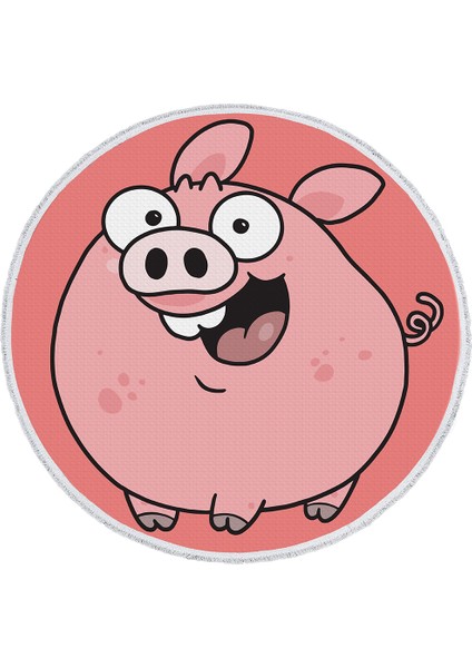 Çocuk Odası Halısı - Sevimli Domuz Karakterli Pembe Halı