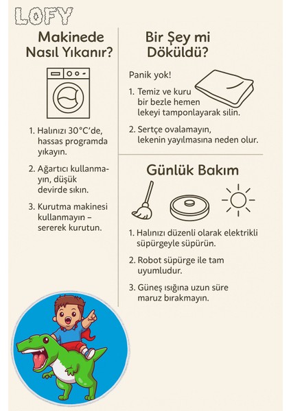 Yuvarlak Çocuk Odası Halısı - Süper Kahraman Çocuk ve Dinozor Desenli Mavi Zemin Halı