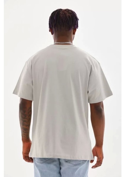 Unisex Baskılı Oversize T-Shirt - Gri fiyatları